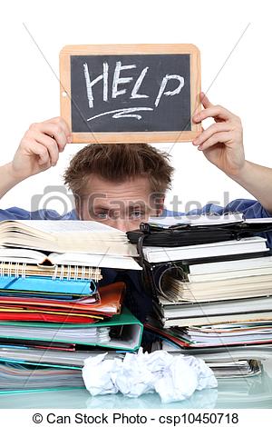 Stock Photo   Student Swamped Under Paperwork   Stock Image Images