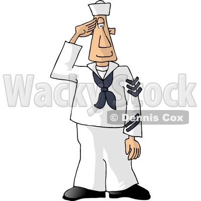 United States Navy Sailor Saluting   Royalty Free Clipart Picture