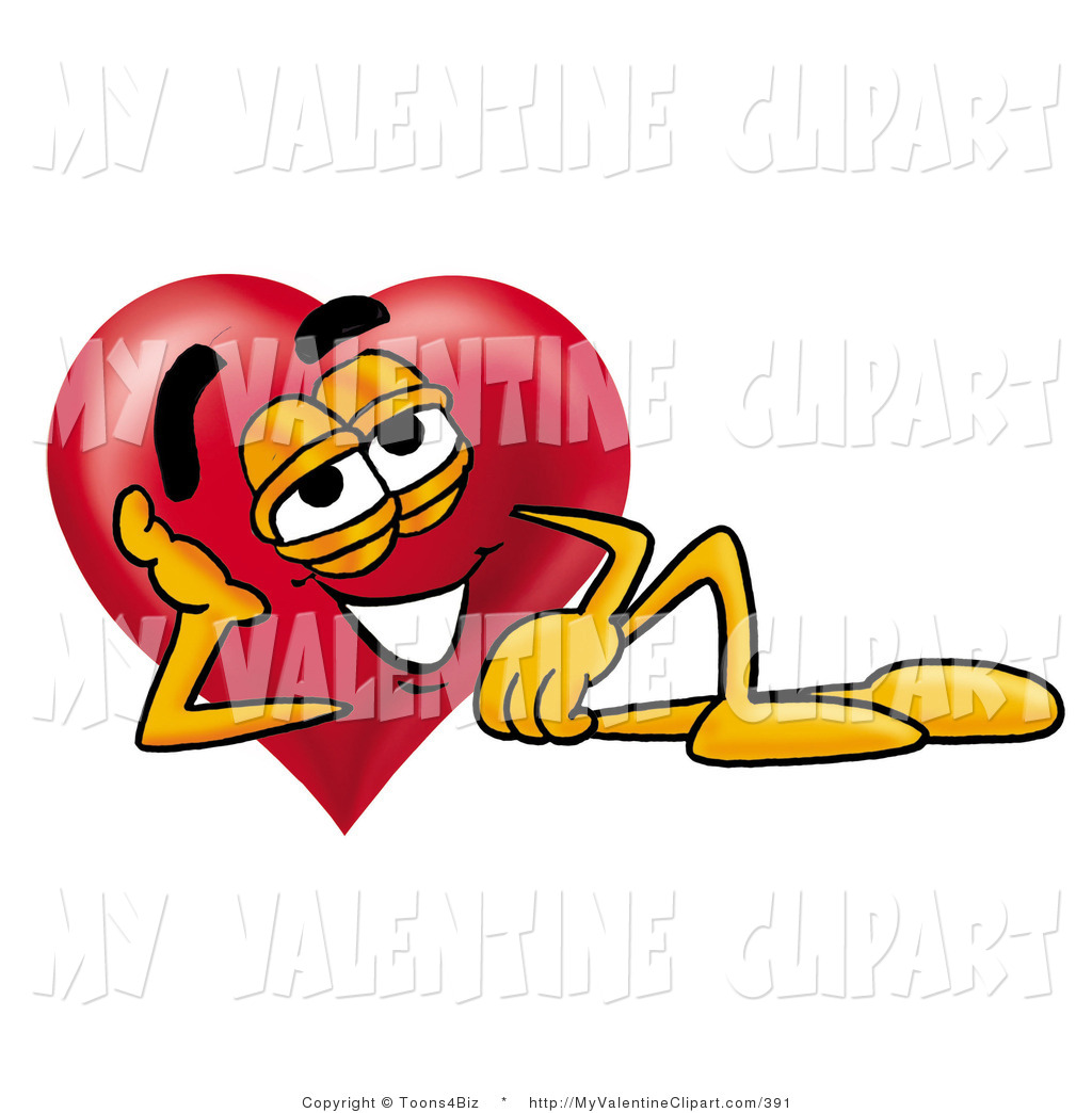 Valentine S Clipart Of A Relaxing Love Heart Mascot Cartoon Character