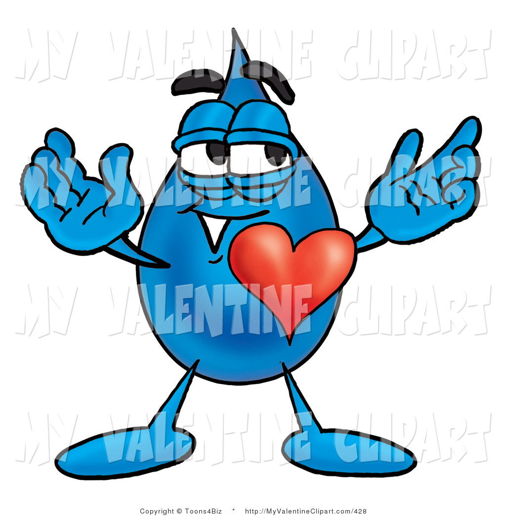 Valentine S Clipart Of A Romantic Water Drop Mascot Cartoon Character