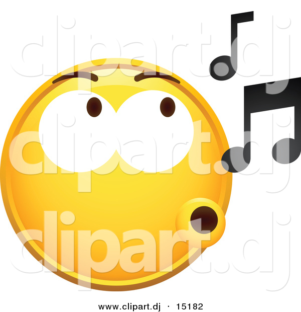 Vector Clipart Of A Yellow Smiley Whistling Music Notes By Beboy