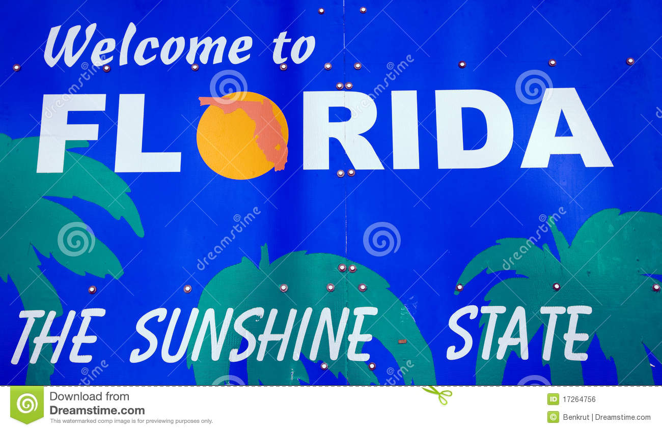 Willkommen Zum Florida Zeichen Lizenzfreies Stockbild   Bild  17264756