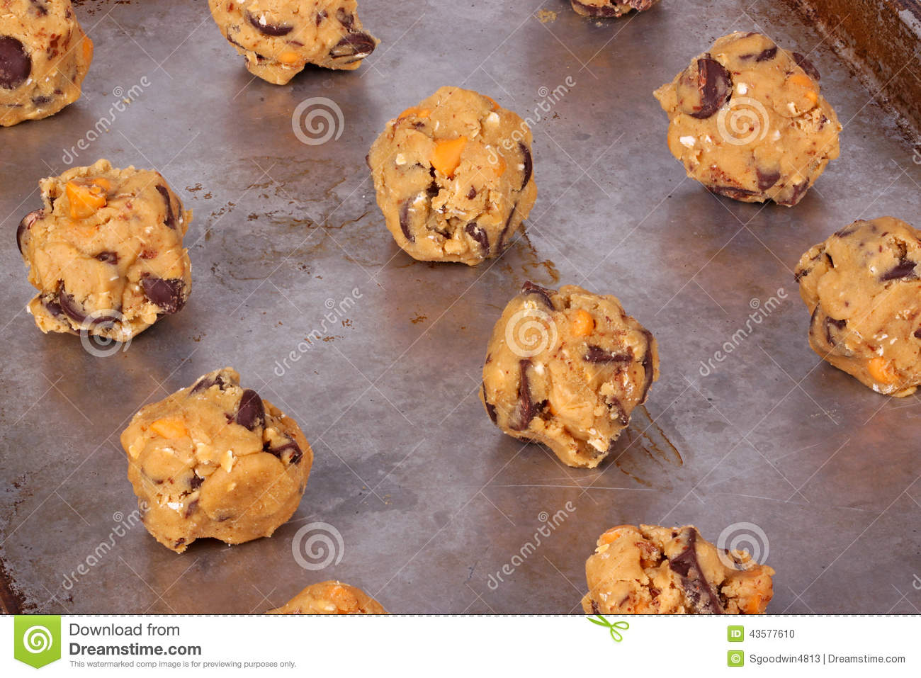 Balls Of Home Made Cookie Dough Ready To Be Baked Stock Photo   Image