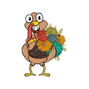 Clip Art Thanksgiving Turkey Flowers Basket