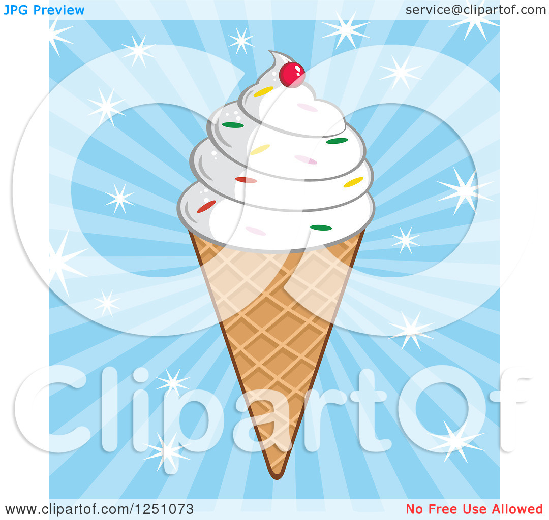 Clipart Of A Waffle Ice Cream Cone With Sprinkles And Vanilla Frozen    