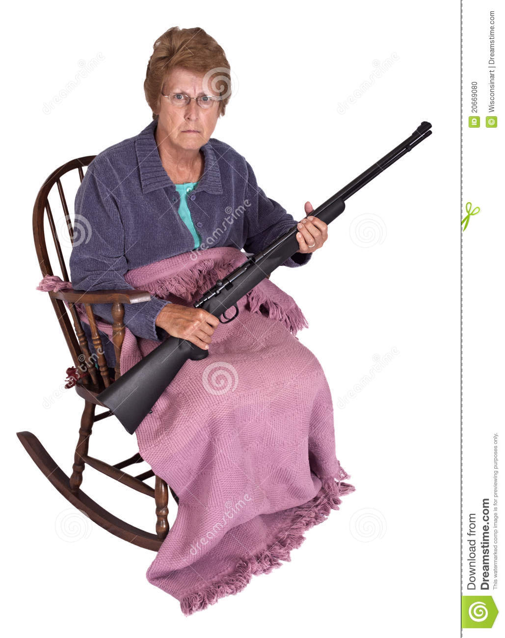 Funny Trailer Park Trash Granny With Gun Humor Stock Photo   Image