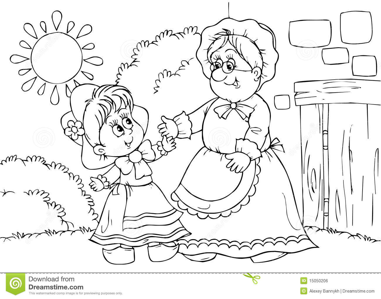 Grandma And Granddaughter Colouring Pages