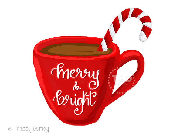 Hot Cocoa Clipart Coffee Cup Clipart Calligraphy Mug Christmas