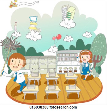 Illustration Of Cleaning The Classroom U16038308   Search Eps Clip Art