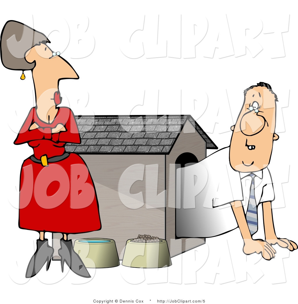 Larger Preview  Job Clip Art Of An Angry Wife Watching Husband Crawl