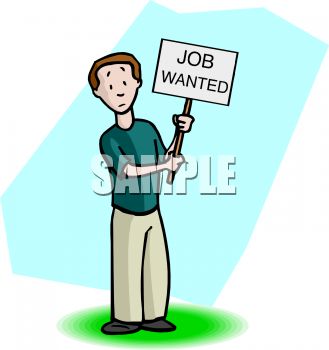 Man Holding A Job Wanted Sign   Royalty Free Clipart Image