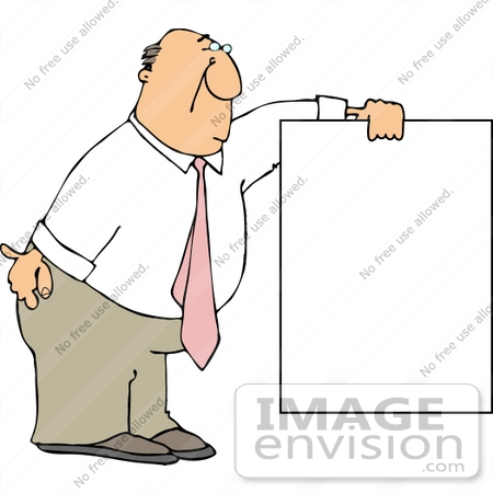 Middle Aged Caucasian Business Man Holding A Blank Sign Clipart By