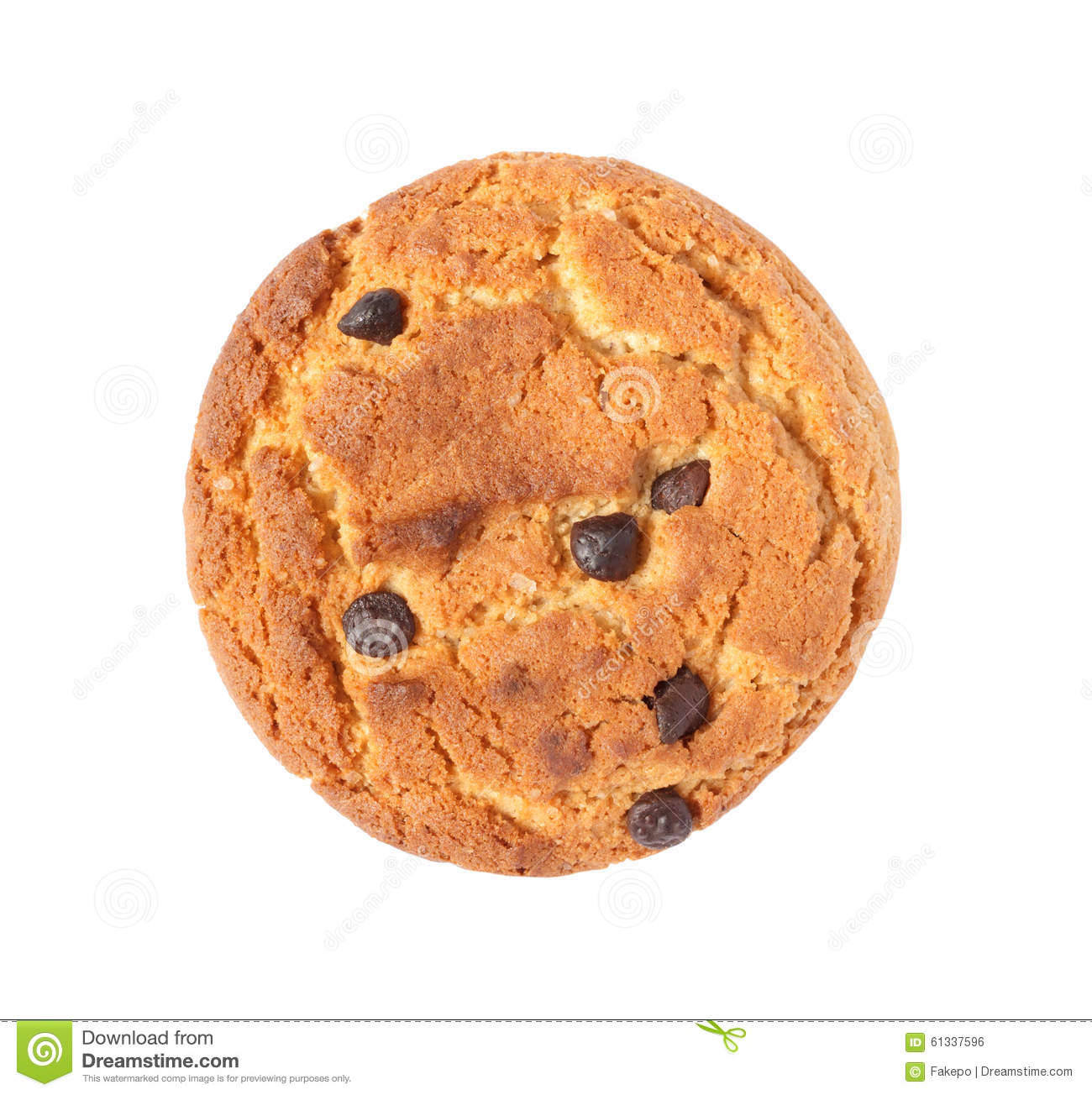 Oatmeal Cookie With Chocolate Isolated Stock Photo   Image  61337596