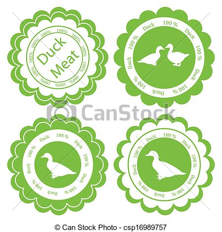 Organic Farm And Forest Goose And Duck Meat Food Labels Illustration