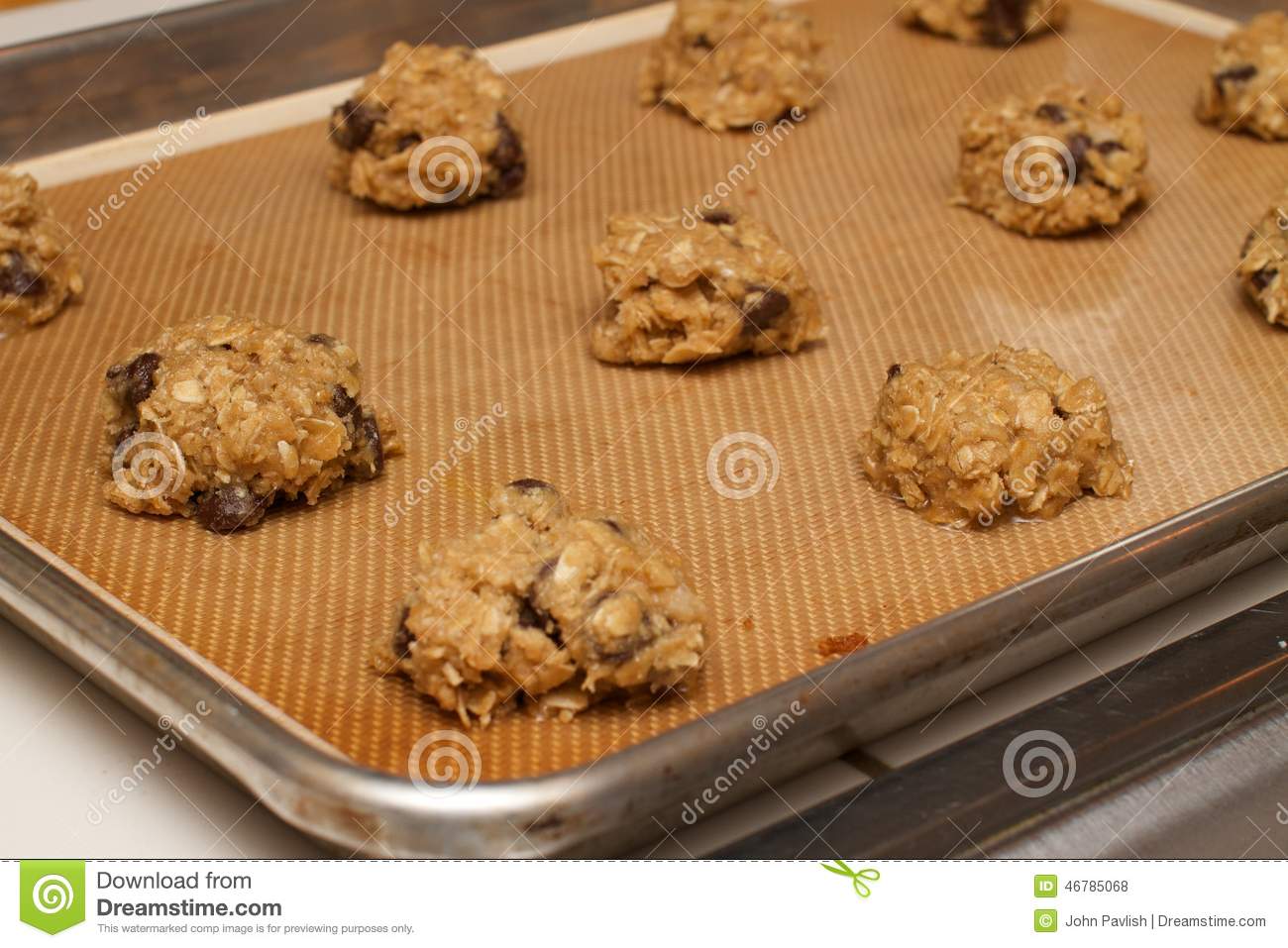 Preparation For Fresh Homemade Chocolate Chip Oatmeal Cookie Dough    