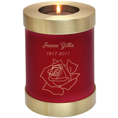 Rose Clip Art Engraved On Candle Holder Memorial Urn Keepsake  Scarlet