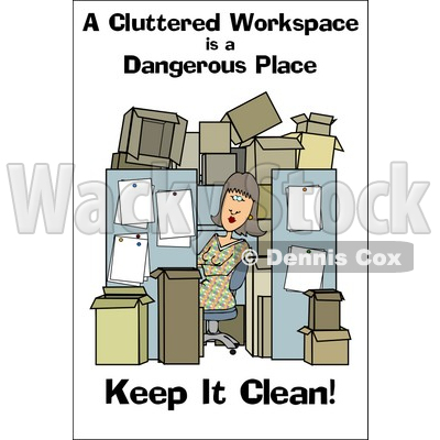 Royalty Free  Rf  Clipart Illustration Of A Woman In A Cluttered