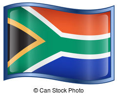 South Africa Flag Isolated White Background Symbol African