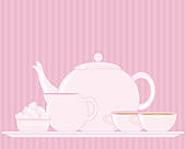 Tray With Teapot   Stock Illustration