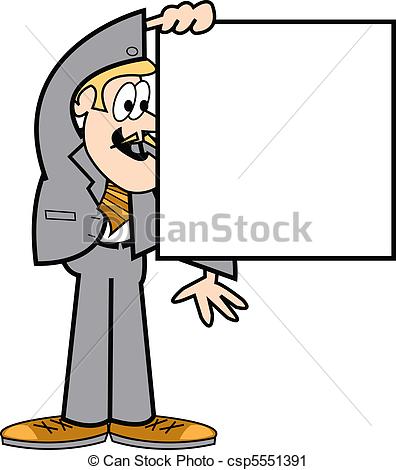 Vector Clip Art Of Business Man Holding Square Sign   Business Man