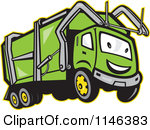 Yellow Dump Truck Character Retro Garbage Man And Truck In A Shield