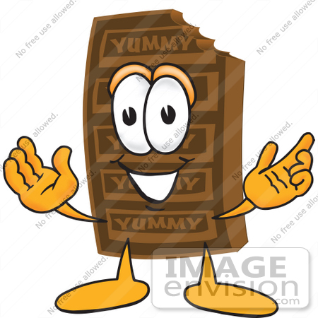 27701 Clip Art Graphic Of A Chocolate Candy Bar Mascot Character With