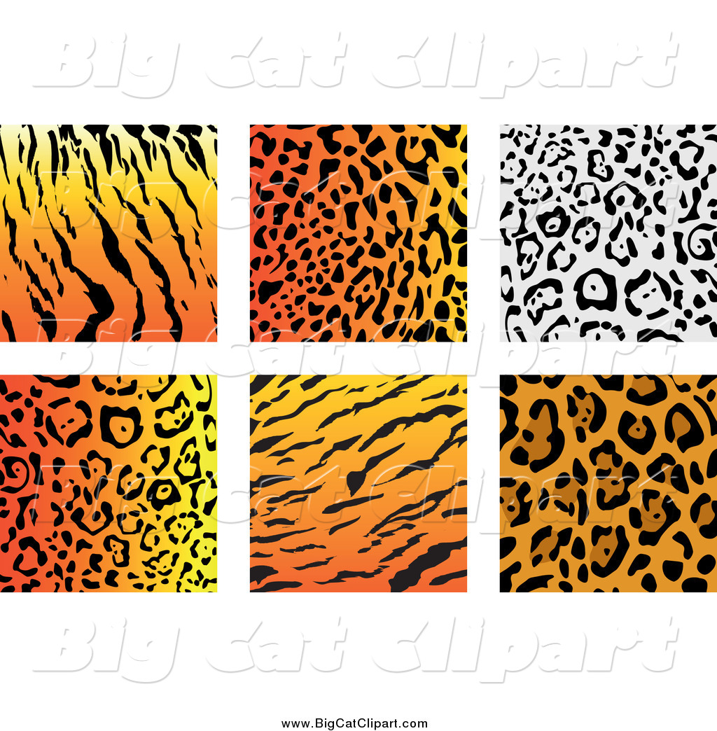 Big Cat Vector Clipart Of Jungle Animal Print Backgrounds By