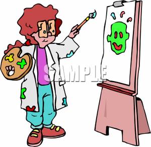 Clip Art Image  A Woman Painting A Person S Head