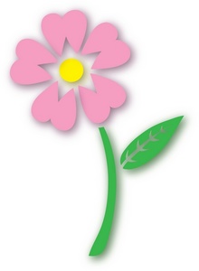 Clip Art Image Of A Pink Flower With A Green Stem And Leaf 0071 0906
