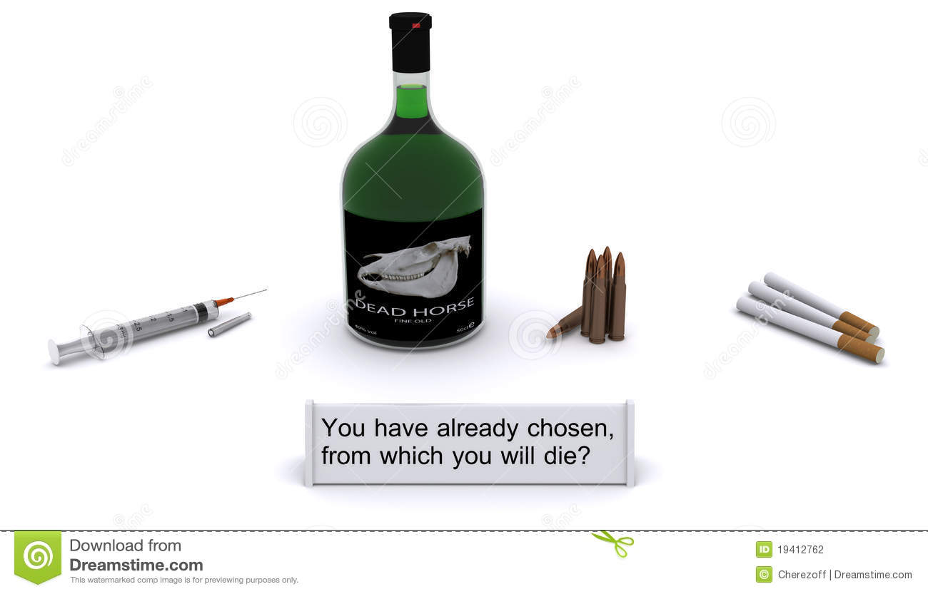 Drugs Alcohol Tobacco Guns   Cause Of Death  Stock Photography