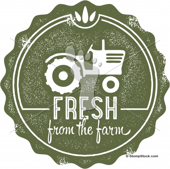 Fresh From The Farm Vintage Style Tractor Stamp Seal  Distressed Style