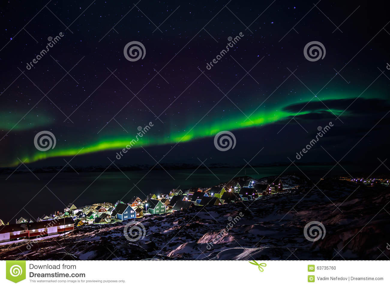 Greenlanic Northern Lights Stock Photo   Image  63735760