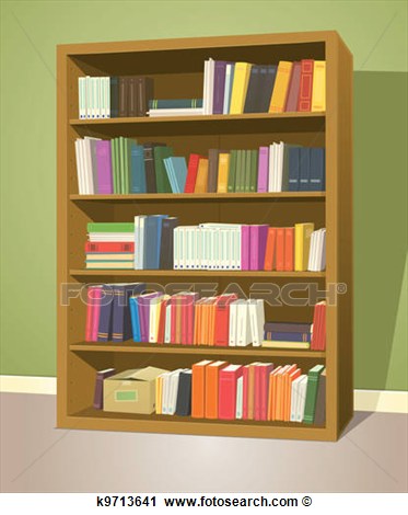 Library Bookshelf View Large Clip Art Graphic