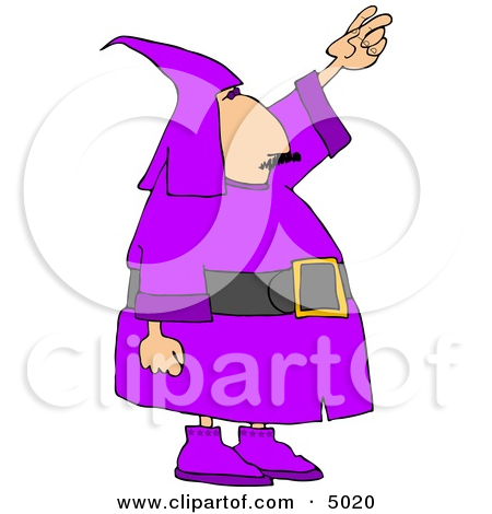 Man Wearing A Purple Wizard Costume On Halloween