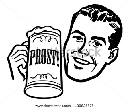 Man With Beer Stein   Retro Clip Art Illustration   Stock Vector