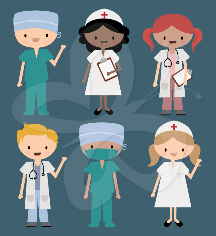 Medical Clipart Set   Nurse Doctor And Surgeon   Creative Clipart