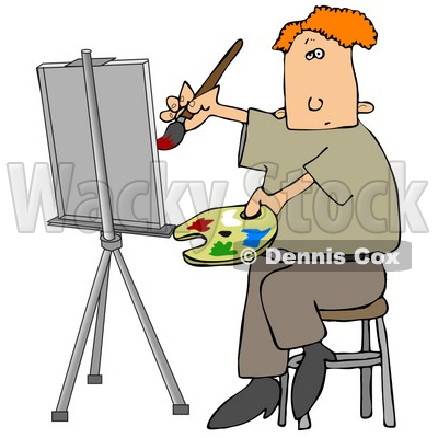 People Clipart Illustration Image Of A Red Haired Male Artist Sitting