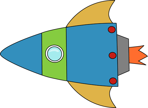Rocket Clip Art Image   Blue And Green Space Rocket With Yellow Wings