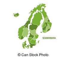 Scandinavia Map In Green   Vector Illustration Of A Green