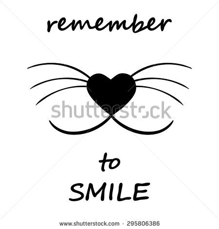 Smiling Cat Face W Whiskers And Heart Shaped Nose Remember To Smile    