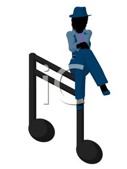 This Silhouette Of A Jazz Woman Sitting On A Musical Note Clip Art