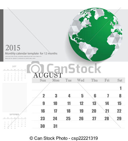 2015 Calendar August Vector Illustration Csp22221319   Search Clipart