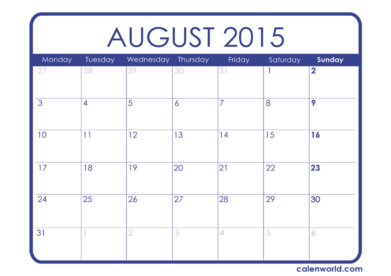 August 2015 Calendar   Printable Calendars