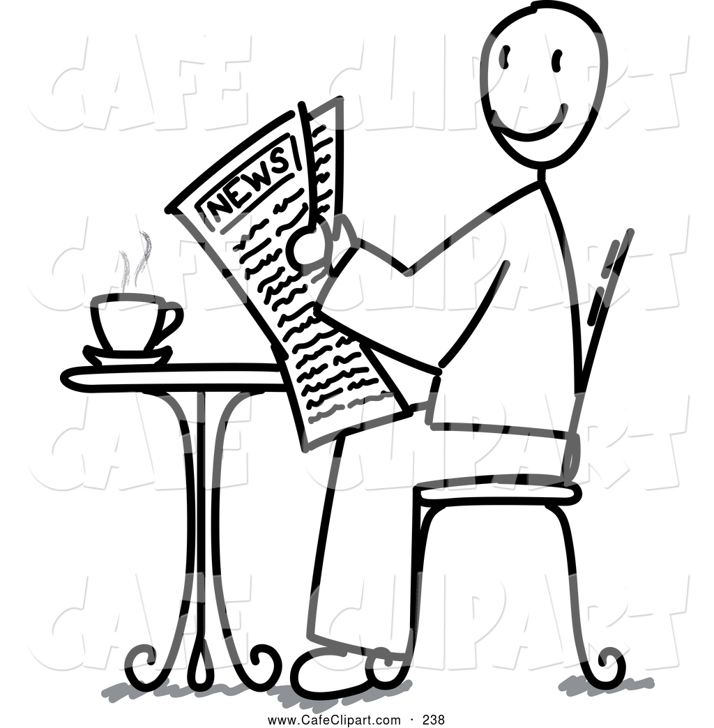     Black And White Stick Man Reading The News At A Cafe By Frog974    238