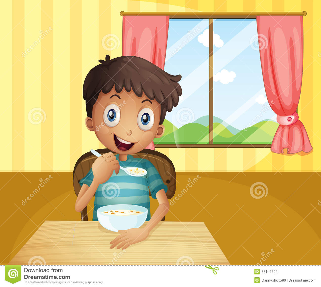 Boy Eating Cereals Inside The House Stock Photography   Image