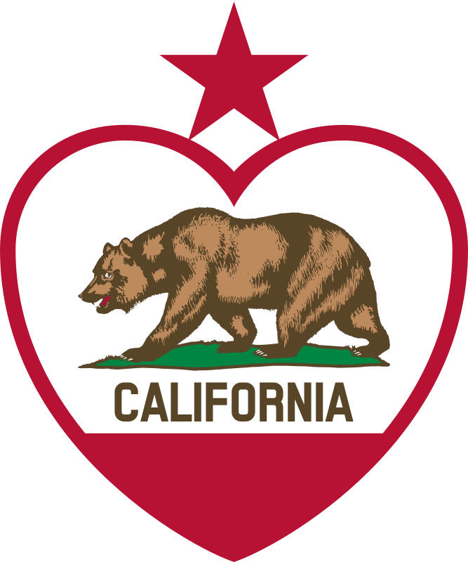 California Flag Heart   Star On Top By Devincook   This Clip Art