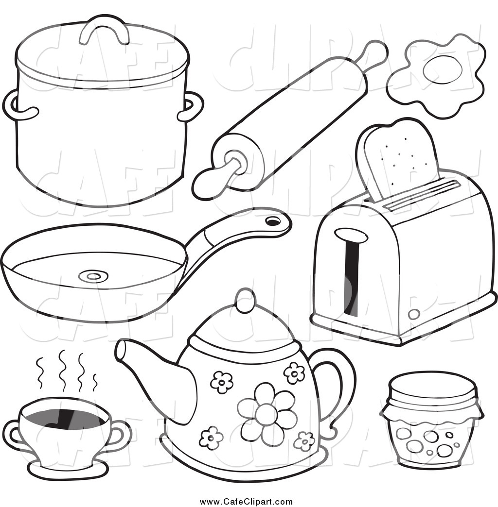 Clip Art Of Black And White Foods And Kitchen Items By Visekart