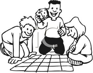  Clipart Black And White A Black And White Cartoon Group Kids Playing    