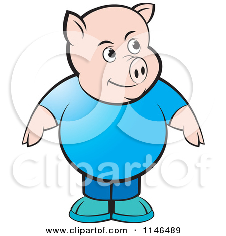 Clipart Of A Black And White Pig Sleeping On Crescent Moon Royalty