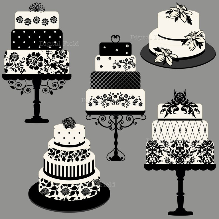 Elegant Wedding Or Birthday Cake Clip Art Set By Digitalfield